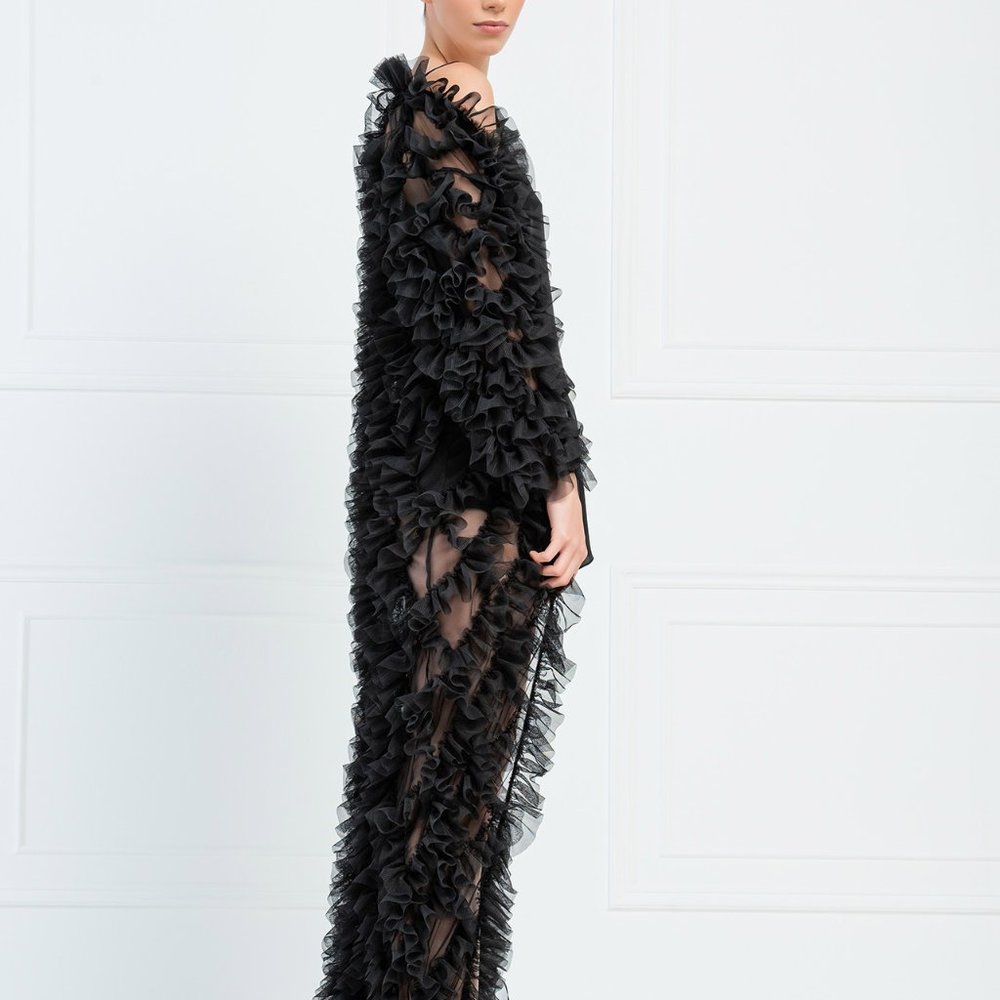 Black Ruffle Tulle Duster Cardigan- 1 left❗️ - Picture 5 of 5